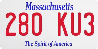 MA license plate 280KU3