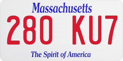 MA license plate 280KU7