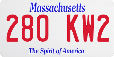 MA license plate 280KW2