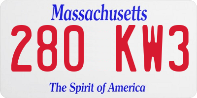MA license plate 280KW3