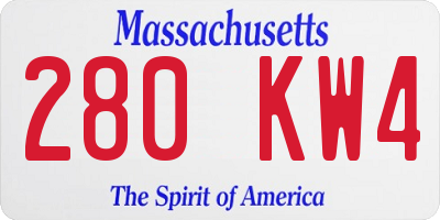 MA license plate 280KW4
