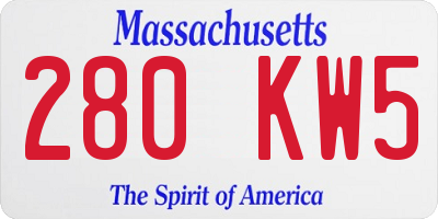 MA license plate 280KW5