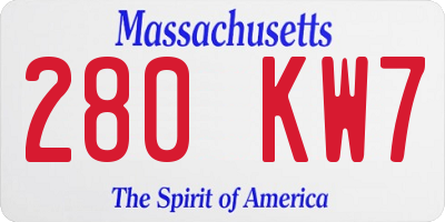 MA license plate 280KW7