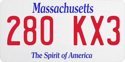 MA license plate 280KX3