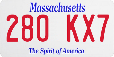 MA license plate 280KX7