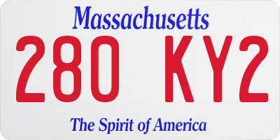 MA license plate 280KY2