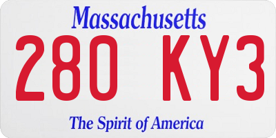 MA license plate 280KY3