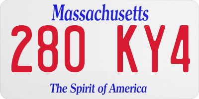 MA license plate 280KY4