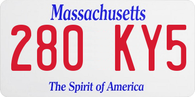 MA license plate 280KY5