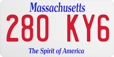 MA license plate 280KY6