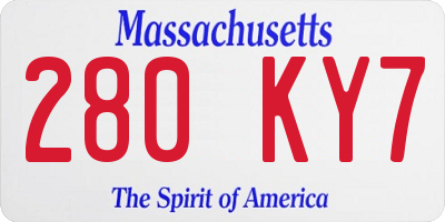 MA license plate 280KY7