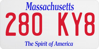 MA license plate 280KY8