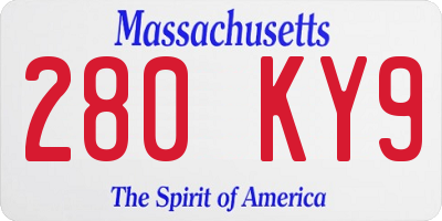 MA license plate 280KY9