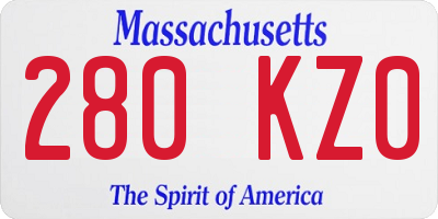 MA license plate 280KZ0