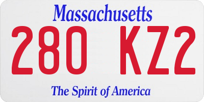 MA license plate 280KZ2