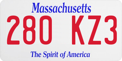 MA license plate 280KZ3