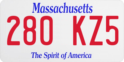 MA license plate 280KZ5