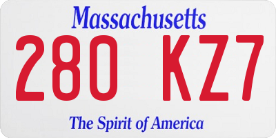 MA license plate 280KZ7