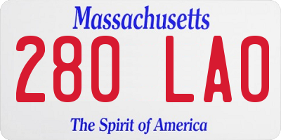 MA license plate 280LA0