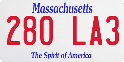 MA license plate 280LA3