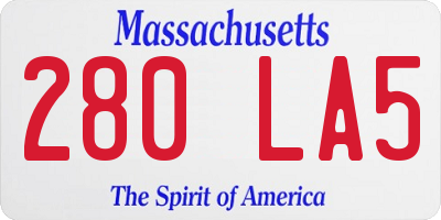 MA license plate 280LA5