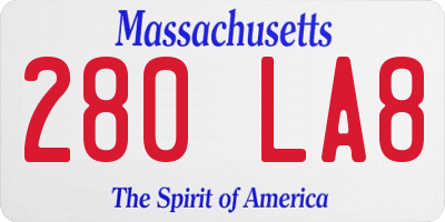MA license plate 280LA8