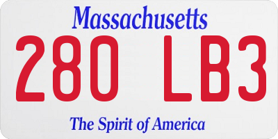 MA license plate 280LB3