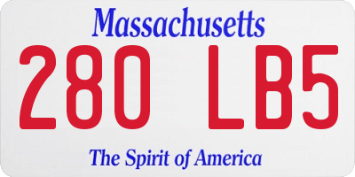 MA license plate 280LB5