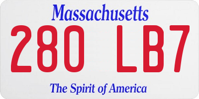 MA license plate 280LB7