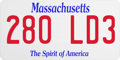 MA license plate 280LD3