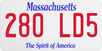 MA license plate 280LD5