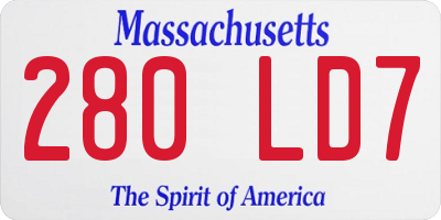 MA license plate 280LD7