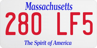 MA license plate 280LF5