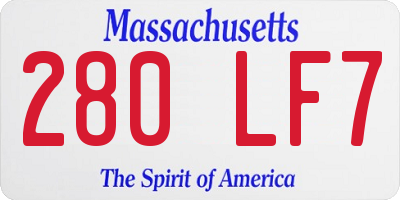 MA license plate 280LF7