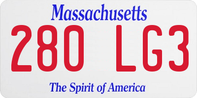 MA license plate 280LG3