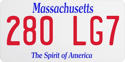 MA license plate 280LG7