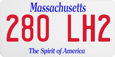 MA license plate 280LH2
