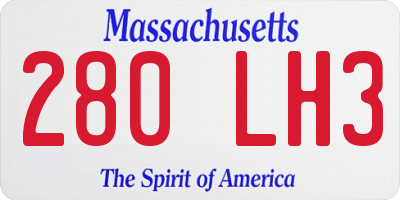 MA license plate 280LH3