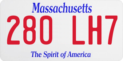 MA license plate 280LH7