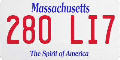 MA license plate 280LI7