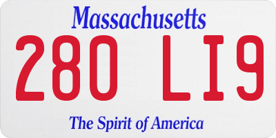 MA license plate 280LI9