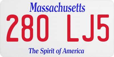 MA license plate 280LJ5