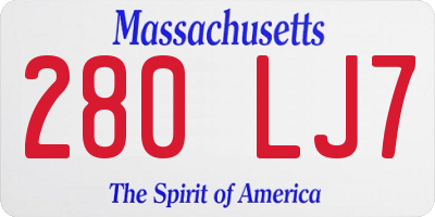 MA license plate 280LJ7
