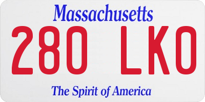 MA license plate 280LK0