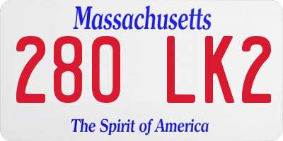 MA license plate 280LK2