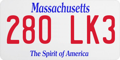 MA license plate 280LK3