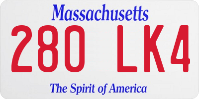 MA license plate 280LK4