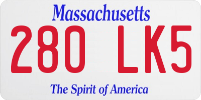 MA license plate 280LK5