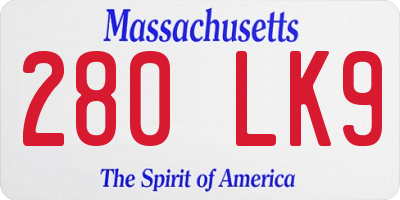 MA license plate 280LK9