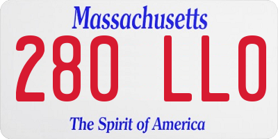 MA license plate 280LL0